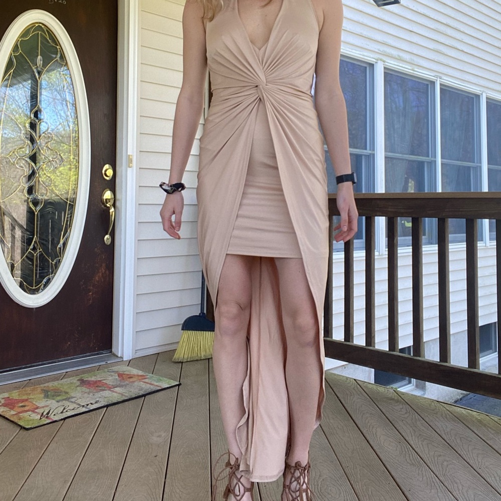 Nude Open Back Dress